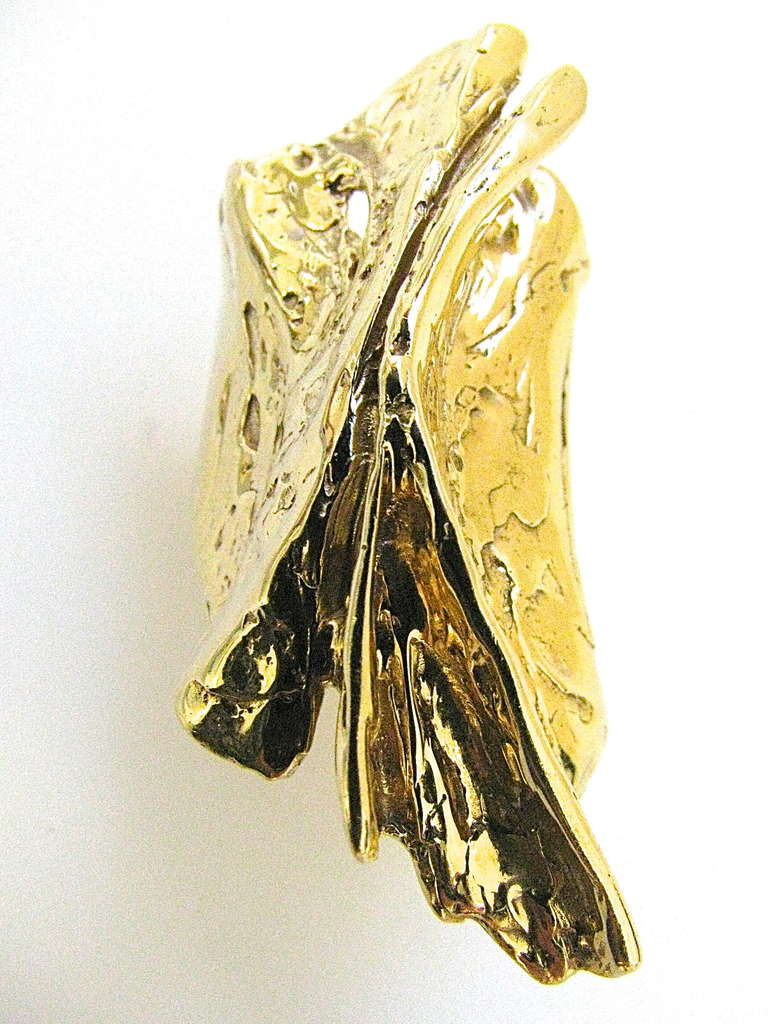 Women's or Men's A Brutalist Gold Ring c 1970