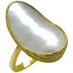 Retro Andrew Grima Pearl Gold Cocktail Ring