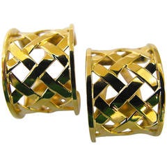 Verdura Gold "Crisscross" Ear Clips