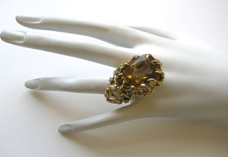 Quartz and Diamond Cocktail Ring 1