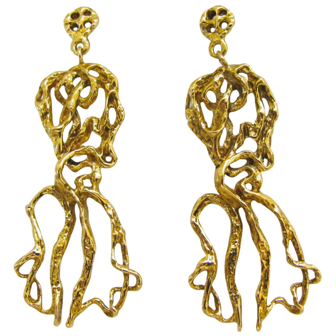 Modernist Gold Abstract Earrings