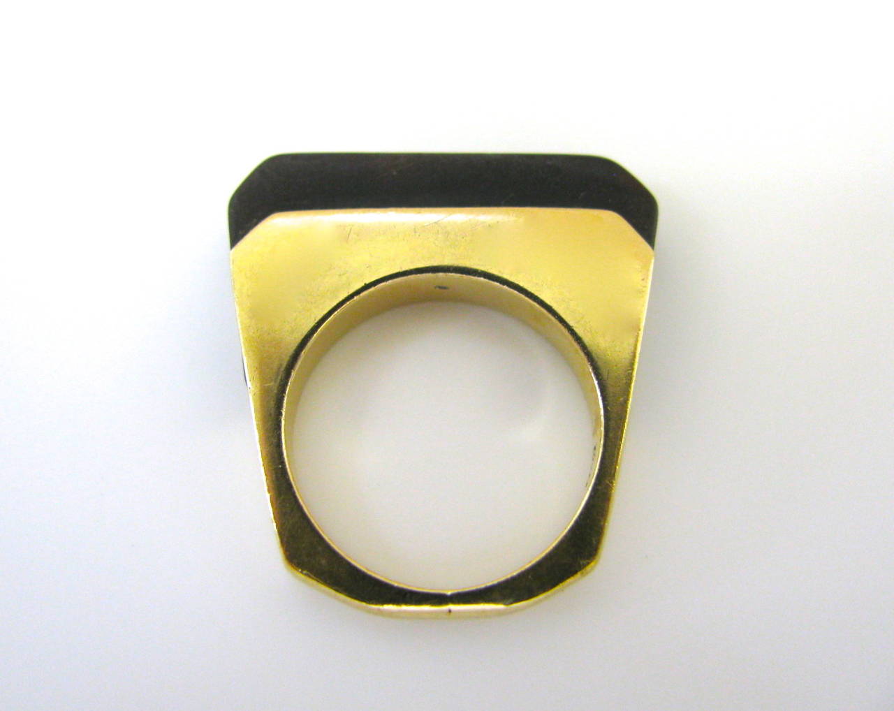 Wood and Gold Ring Circa 1970 In Excellent Condition In Cincinnati, OH