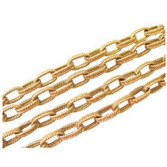 Vintage Gold Textured Link Necklace c1960