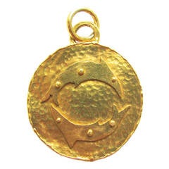 Vintage A Jean Mahie Gold Zodiac Pendant