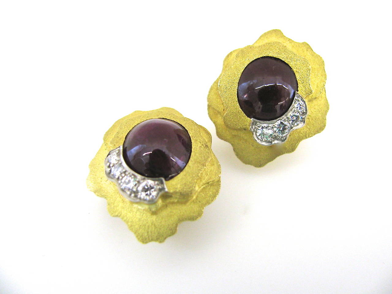 Artist 1970 Andrew Grima Ruby Diamond Gold Earrings