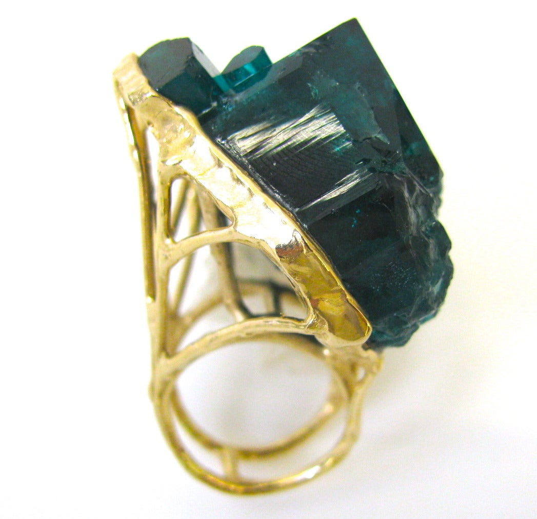 Massive Emerald Crystal Cocktail Ring In Excellent Condition In Cincinnati, OH