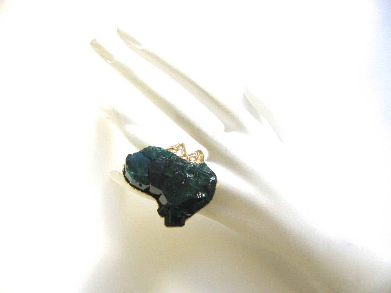 Massive Emerald Crystal Cocktail Ring 1