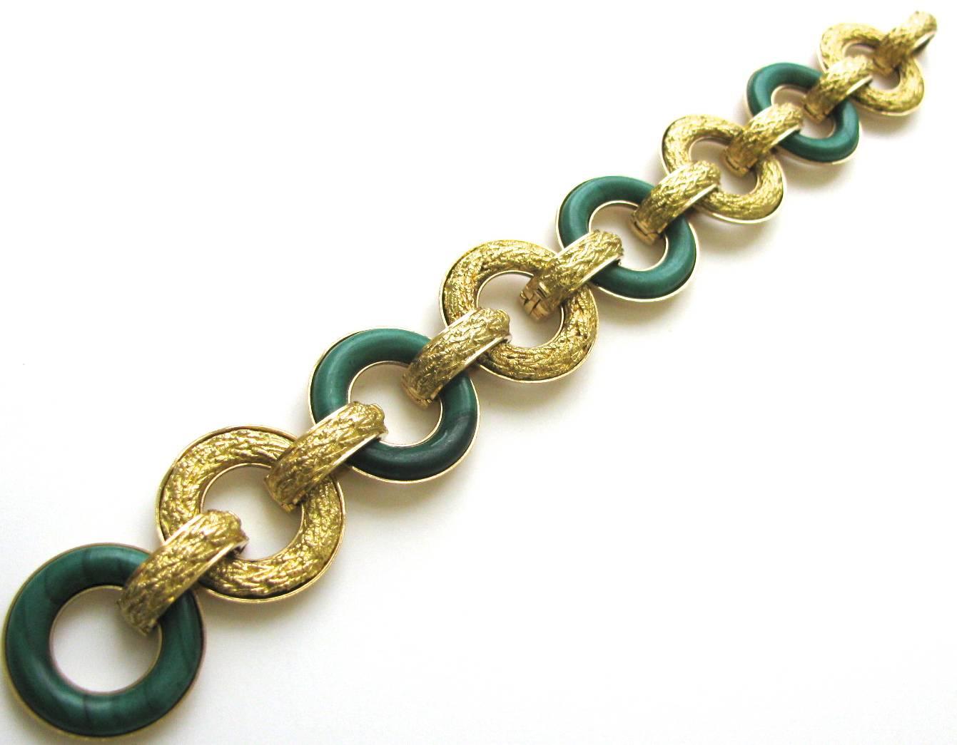 A Handsome French Malachite Bracelet/pendant/earring by Ulmer et Cie. The 7 3/4