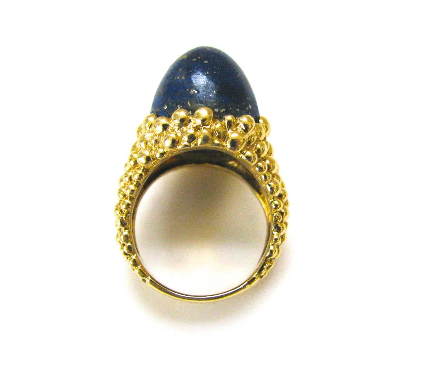 Women's or Men's Kutchinsky Lapis Lazuli Dome Ring, 1970