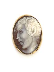 Gold and Shell Satyr Cameo Pendant/Brooch