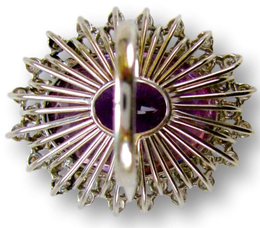 Women's Impressive Amethyst and Diamond Cocktail Ring 50 Carat, circa 1960
