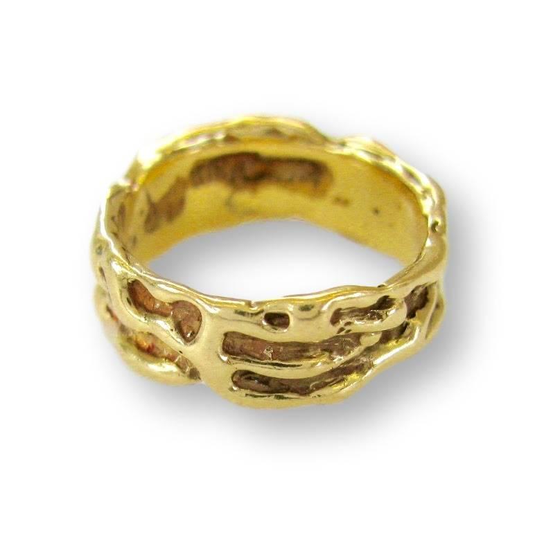 Modernist Arthur King Gold Band Ring Circa 1970
