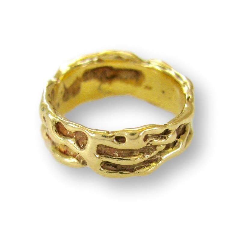 Modernist Arthur King Gold Band Ring Circa 1970