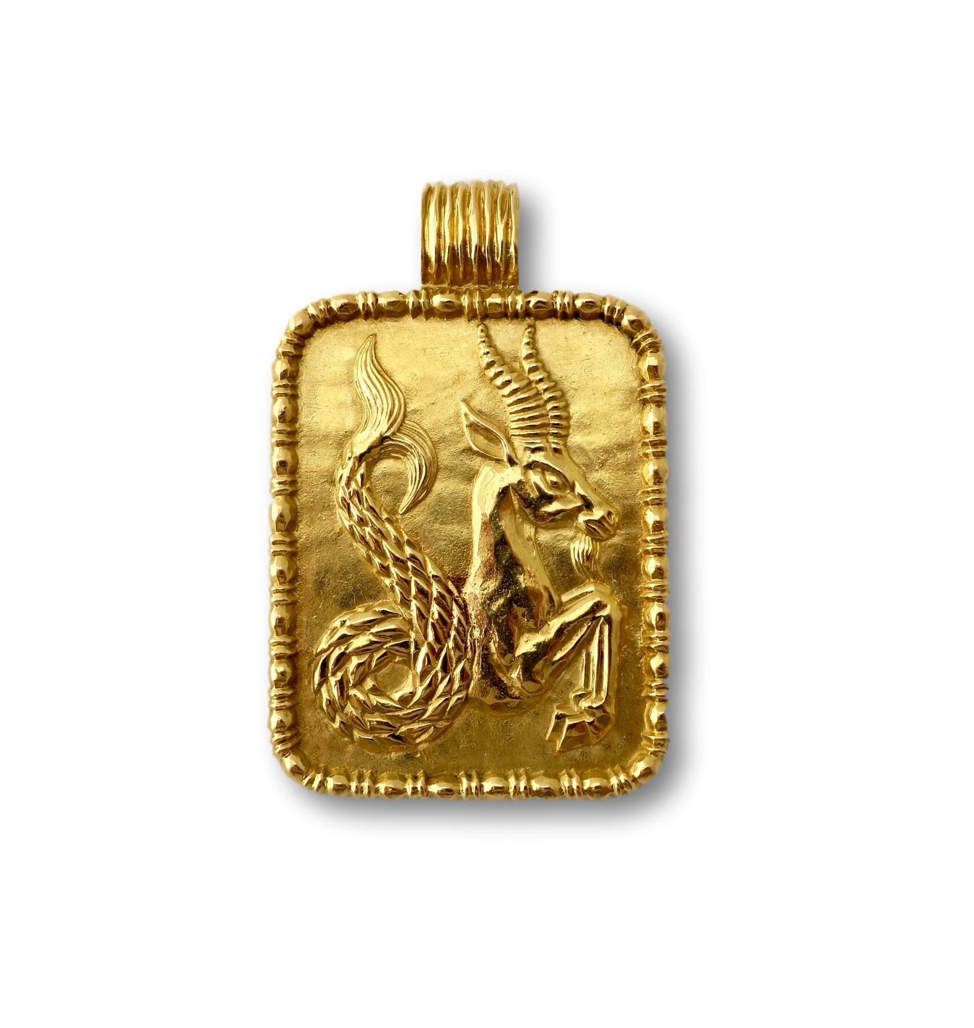 Capricorn pendant by Fred of Paris. A  Large sized  2 1/8