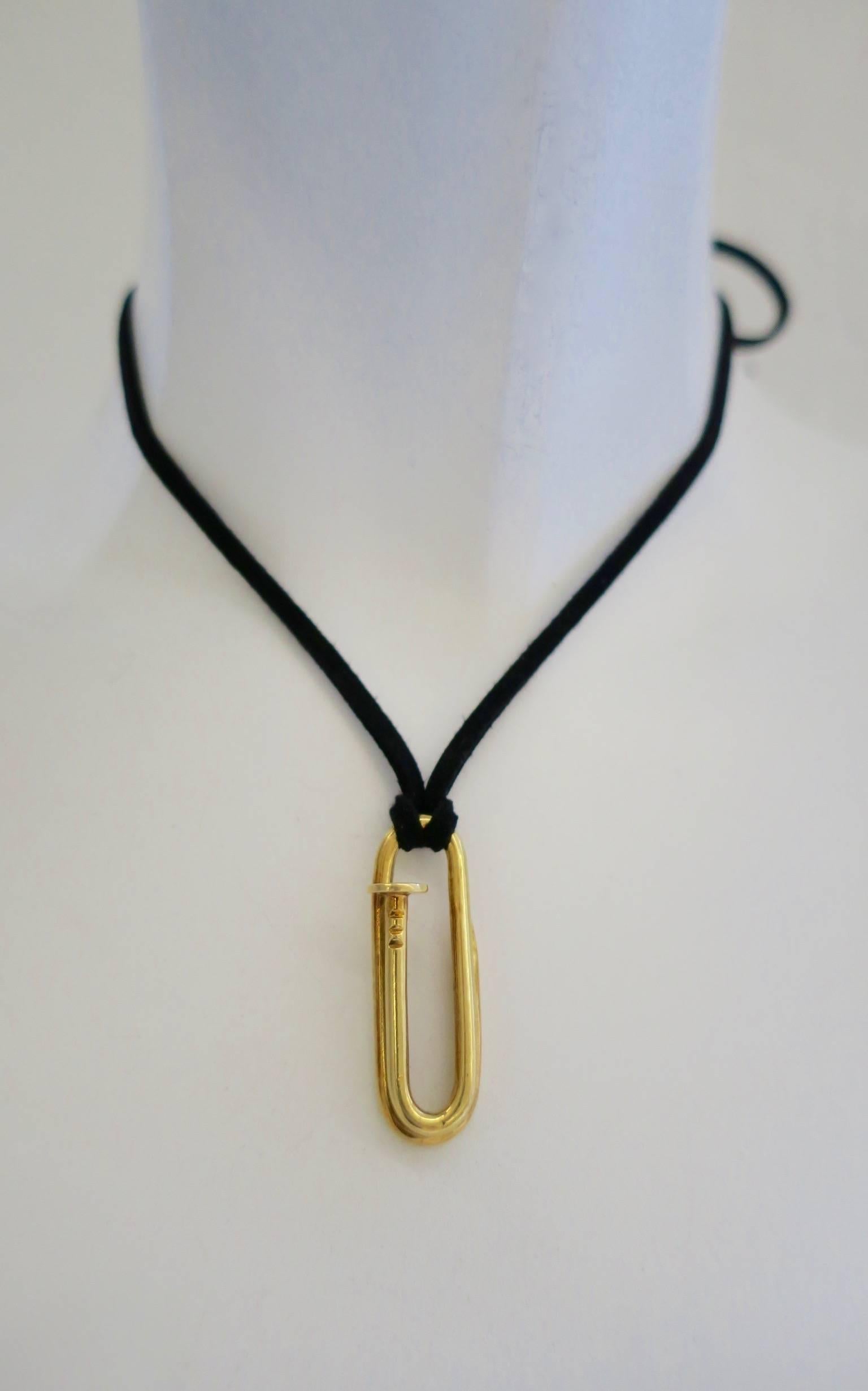 Aldo Cipullo Gold Nail Pendant Clip 1971 1