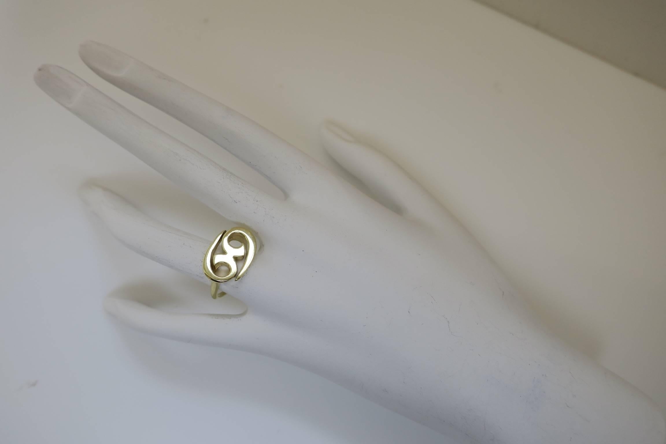 1970s Cartier Gold Zodiac Ring Cancer In Excellent Condition In Cincinnati, OH