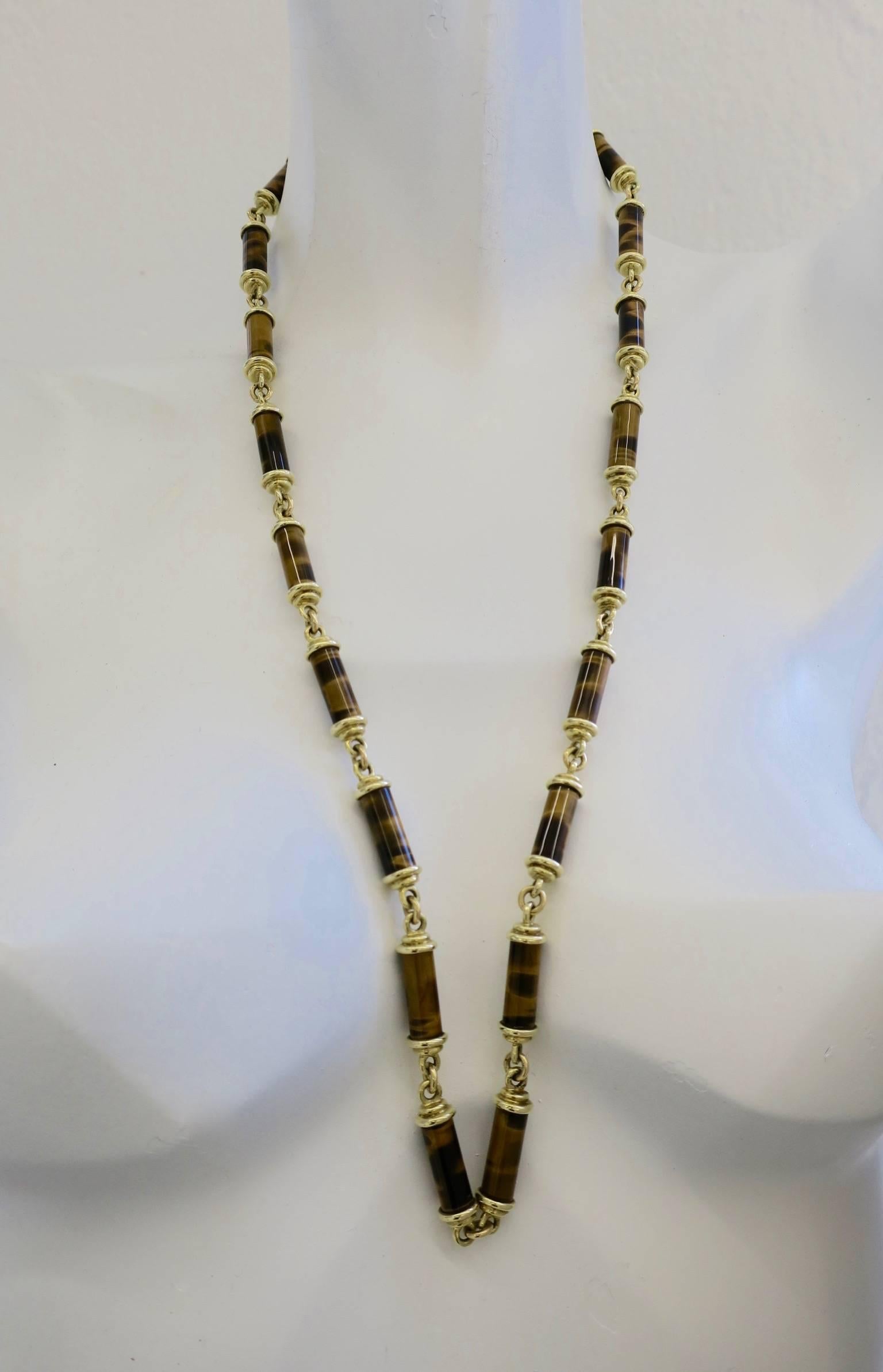 tiger eye link gold chain