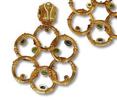 Massive Uno a Erre Italian Gemstone 1980s Earrings