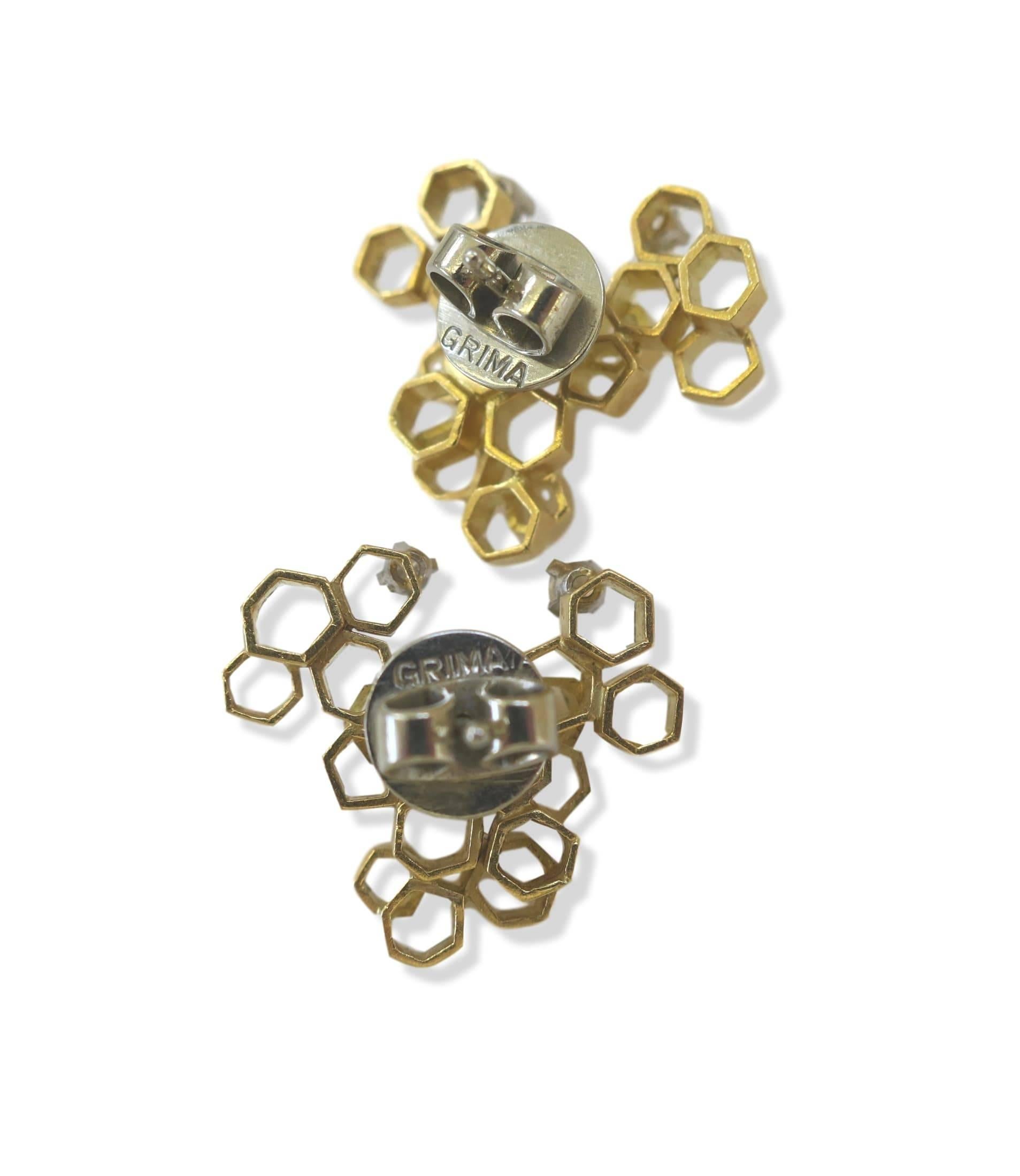 Modernist Andrew Grima Gold and Diamond Earrings