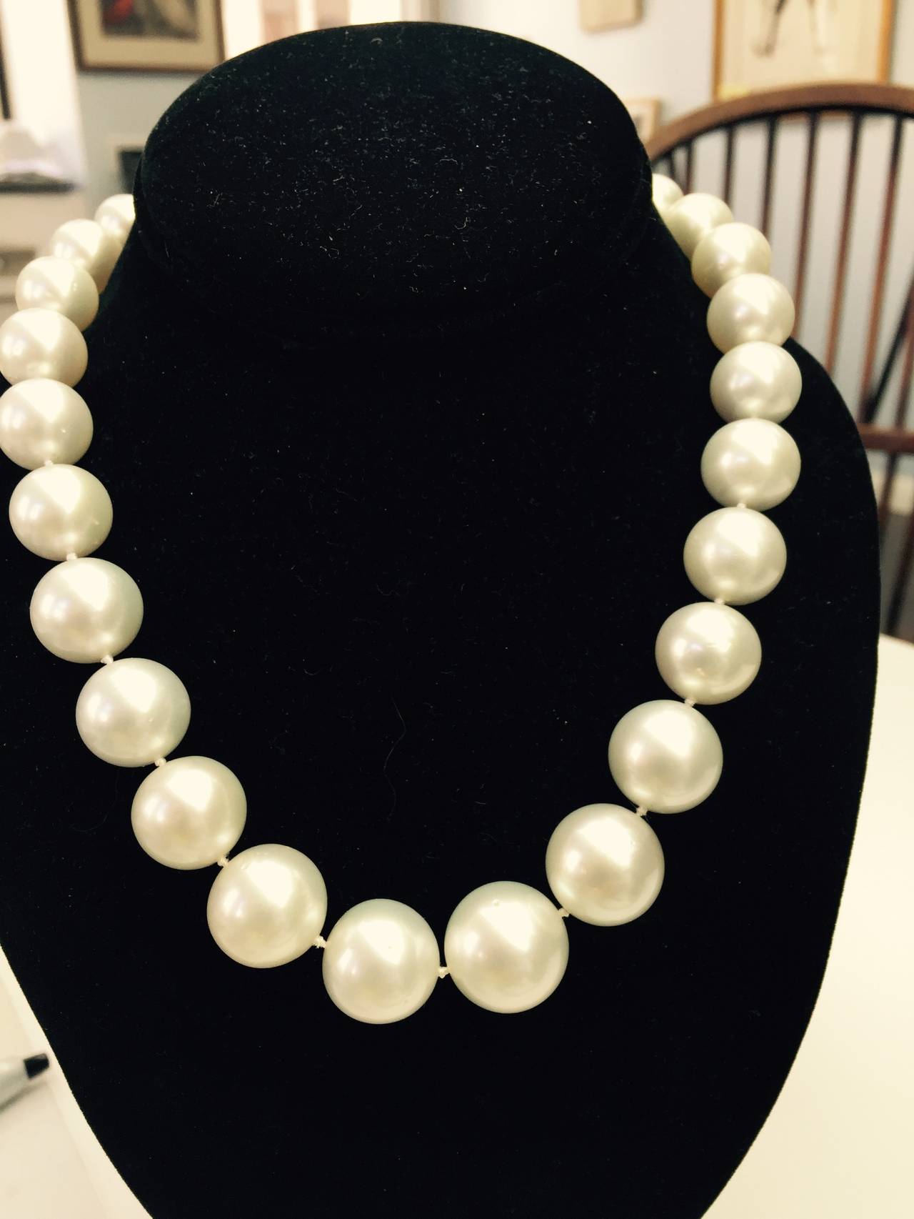 Contemporary Graduated Necklace of Large South Sea Pearls
