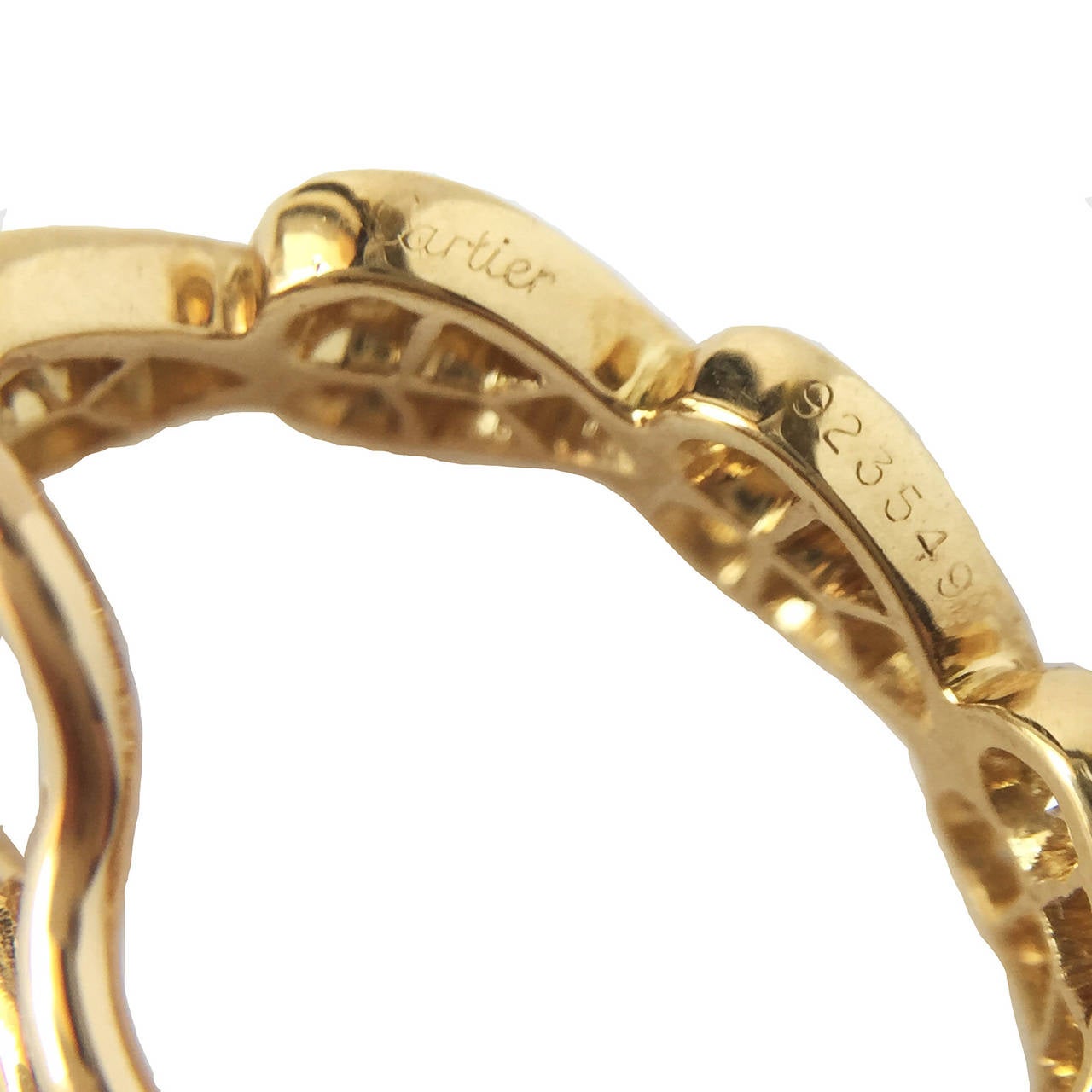 Cartier Heart Motif Diamond Gold Hoop Earrings In Excellent Condition For Sale In Los Angeles, CA