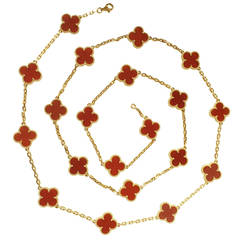 Van Cleef & Arpels Alhambra 20 Motif Carnelian Gold Necklace