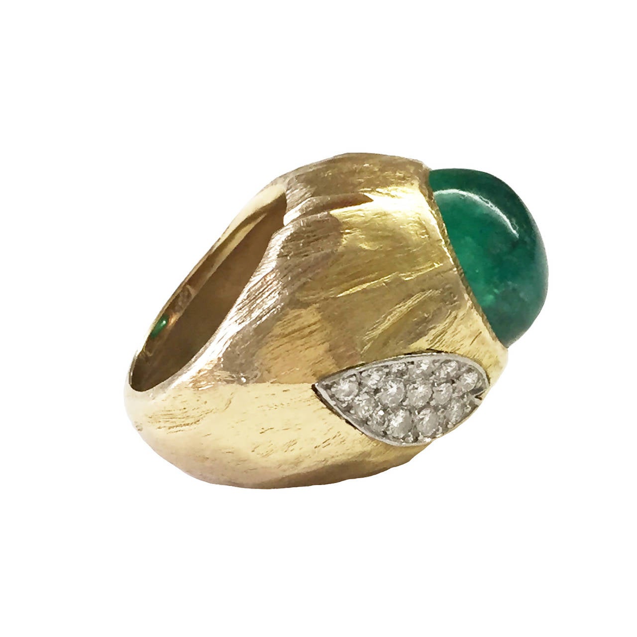 Women's or Men's Henry Dunay Emerald Diamond Gold Ring