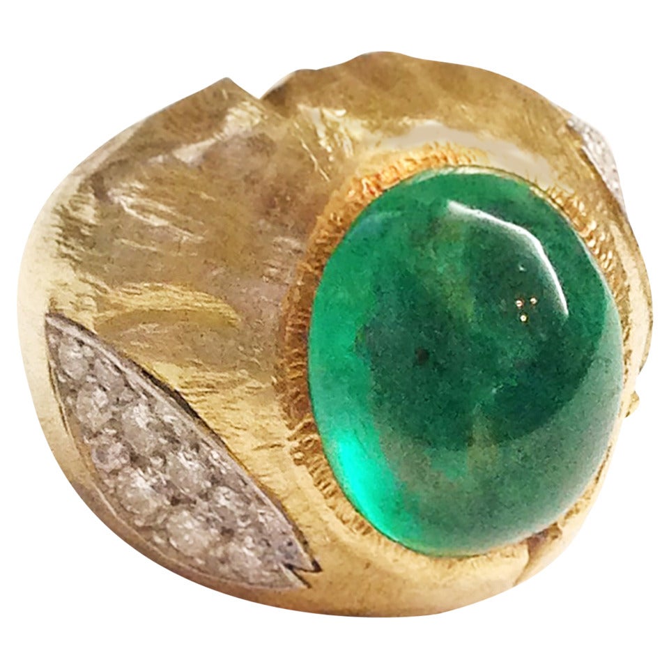Henry Dunay Emerald Diamond Gold Ring