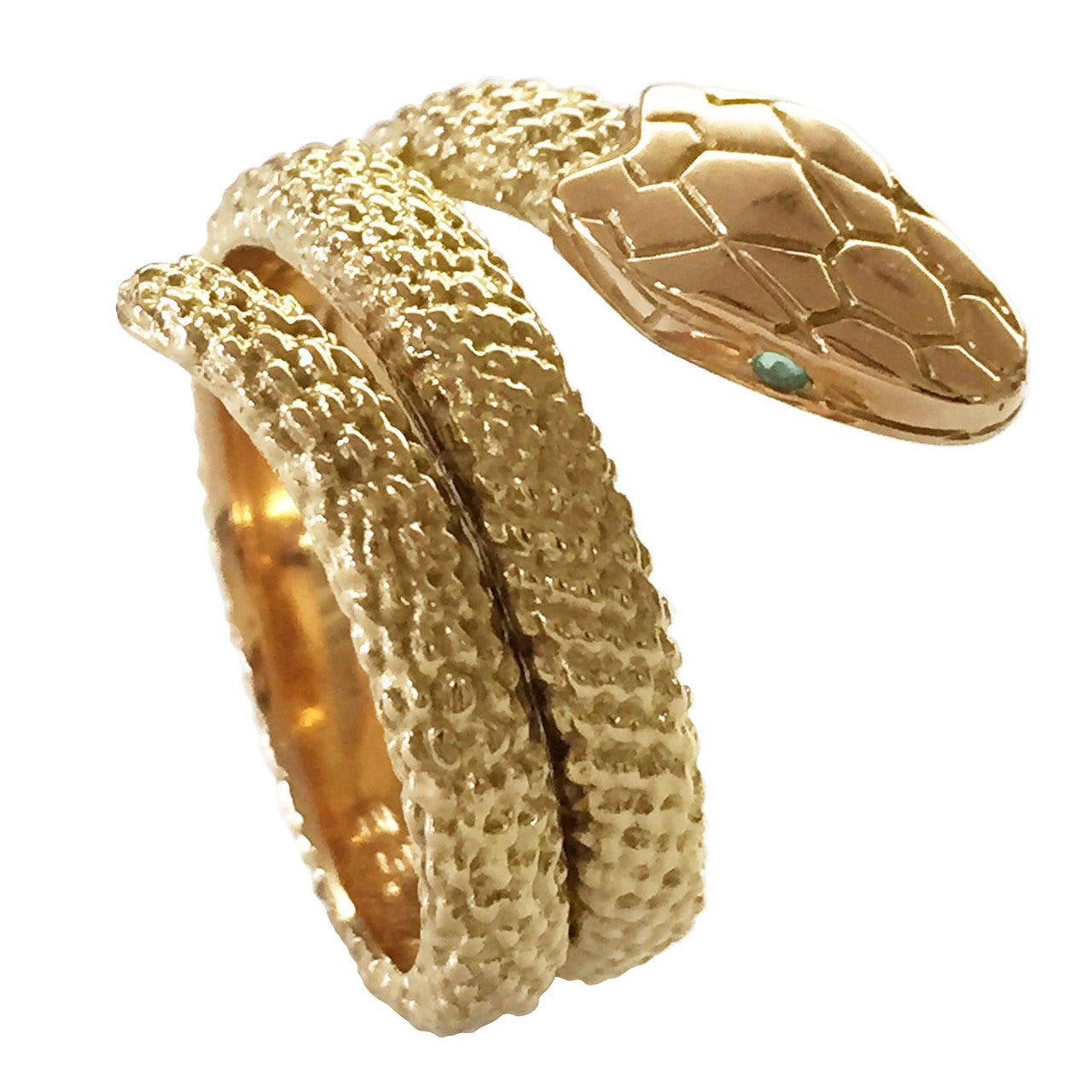Cartier Enamel Emerald Gold Snake Ring