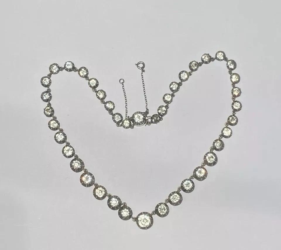 Women's or Men's An Antique Georgian Silver & Paste Rivière Necklace 15
