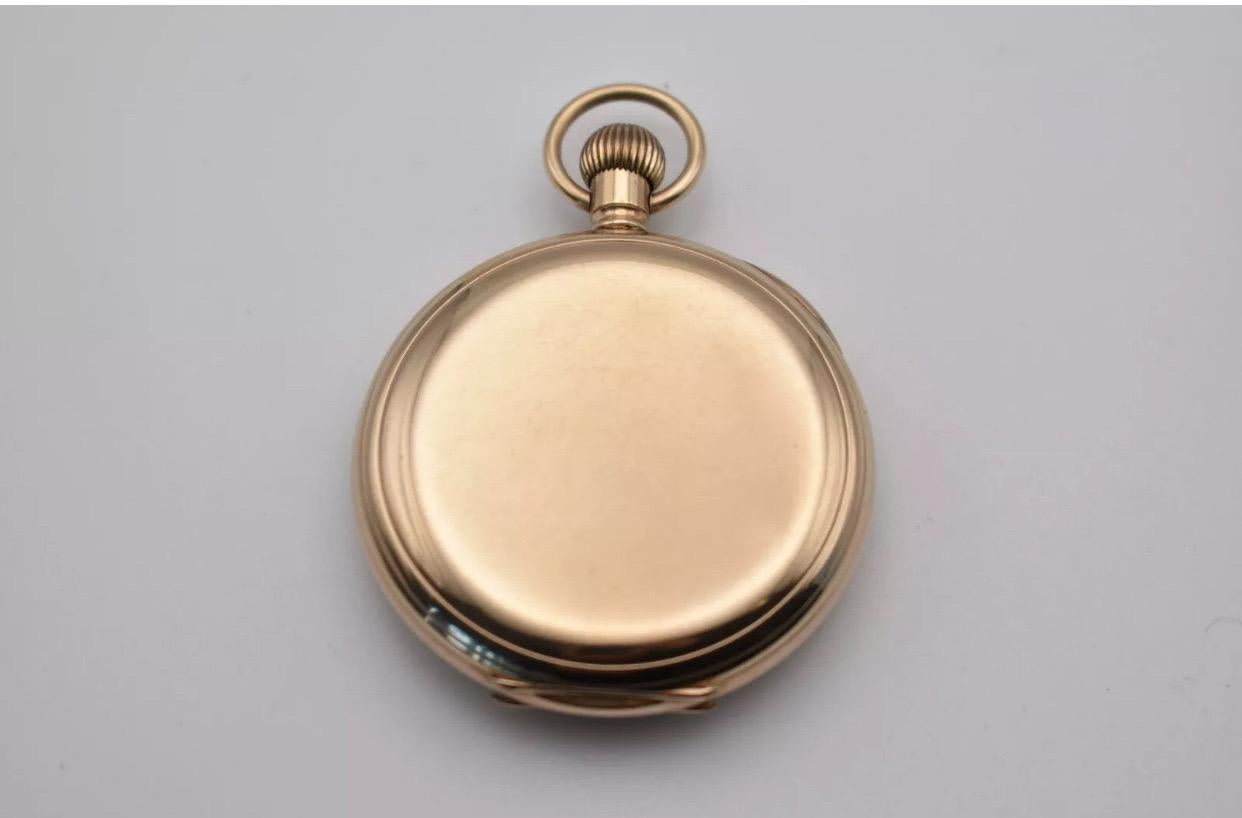 C1930 9ct Gold Thos Russell & Son Liverpool 15 Jewels Half Hunter Pocket Watch For Sale 5