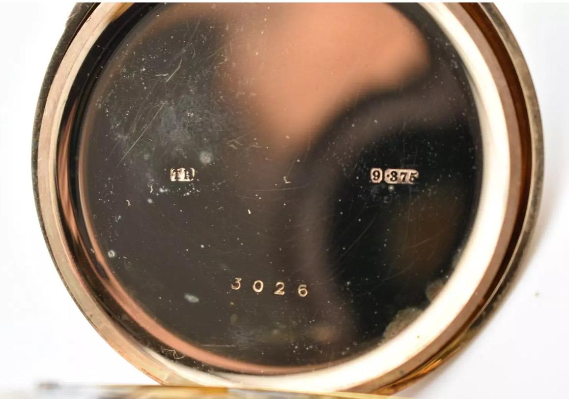 C1930 9ct Gold Thos Russell & Son Liverpool 15 Jewels Half Hunter Pocket Watch For Sale 9