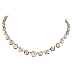 An Antique Georgian Silver & Paste Rivière Necklace 15" A Nice Example