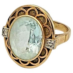superb Gentleman's 14kt yellow gold  aquamarine ring circa 1920s