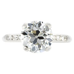 Vintage 2.11ct Old European Diamond Engagement Ring GIA L VS1 in Platinum