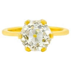 REVIVE GIA 3.42 Ct. Solitaire Engagement Ring Q-R VS2 in 18k Yellow Gold