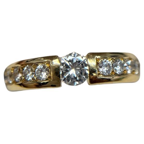 Estate 2.00ctw Tension Set Diamond Ring Accented Band 18k YG Size 5.5