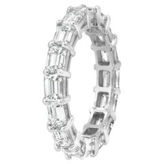 Eternity 2.88 TCW Emerald Cut Diamond White Gold Engagement Stackable Band