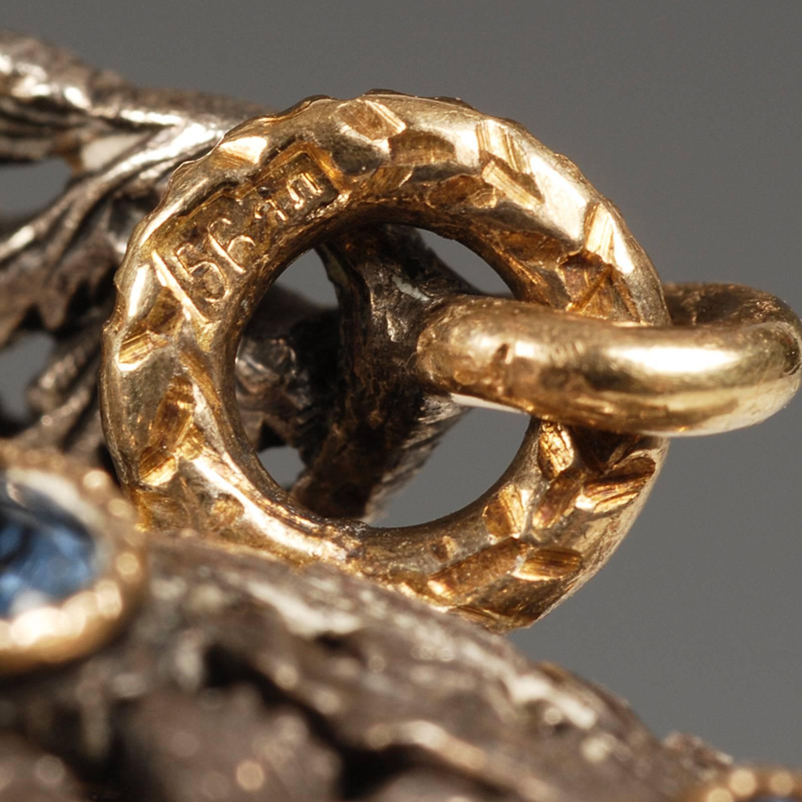Women's Antique Russian Sapphire Gold Silver Silk Purse