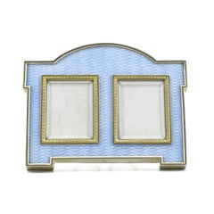 Fabergé Antique Ice Blue Guilloché Enamel Double Photograph Frame, circa 1905