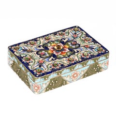 Imperial Russian Antique Rückert Citrine Tourmaline Beryl Silver Enamel Box 8