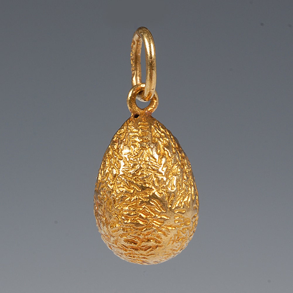 Antique Russian Sapphire Gold Pendant Egg