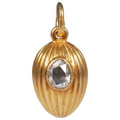 Vintage Russian Diamond Gold Pendant Egg
