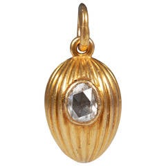 Antique Russian Diamond Gold Pendant Egg