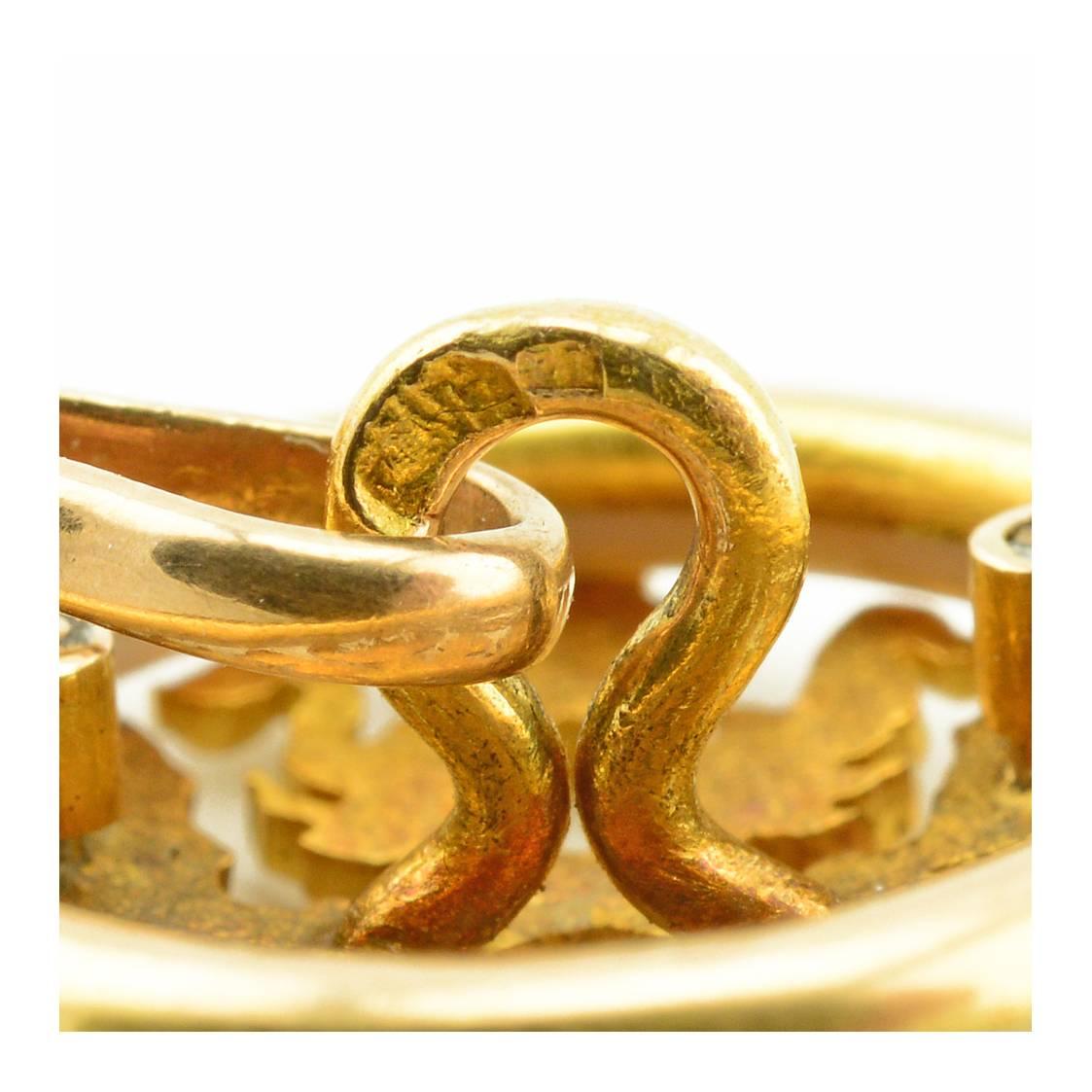 Pair of Antique Gold, Diamond and Guilloché Enamel Fabergé Imperial Cufflinks 2