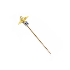 Rare Antique Fabergé Diamond Sapphire Gold Imperial Tie-Stick Pin Original Case