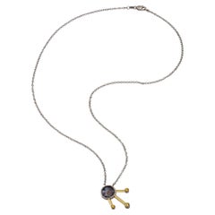 Collier Spoutnik 14 carats avec saphirs bicolores 2,81 ct. pt. et saphirs jaunes 0,28 ct. pt.