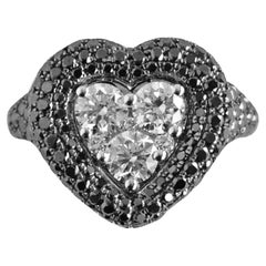 Manaal Heart Pinky Ring, 1.93 Carat Diamonds, Fashion Ring