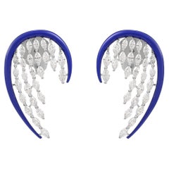 3.39 Carats Marquise Enamel Wing Earring
