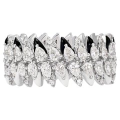Kamyen, 18K White Gold Pear Enamel Band, Cocktail Ring
